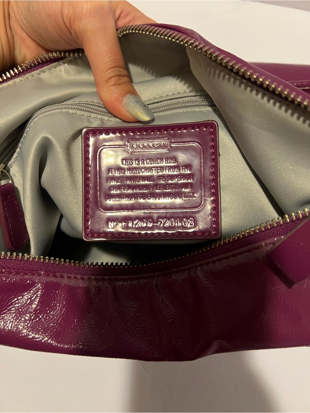 Vintage Y2K Rare Coach Poppy Daisy Liquid Gloss Hobo Bag Berry - Picture 9 of 12